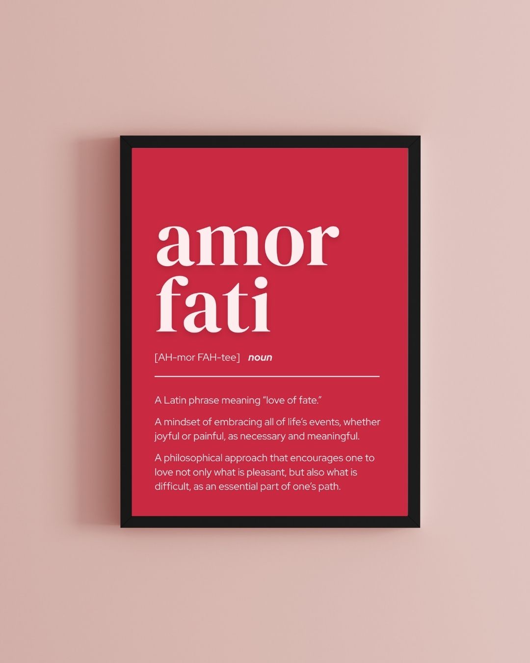 Amor Fati Love of Fate Definition Minimalist Red Art Print