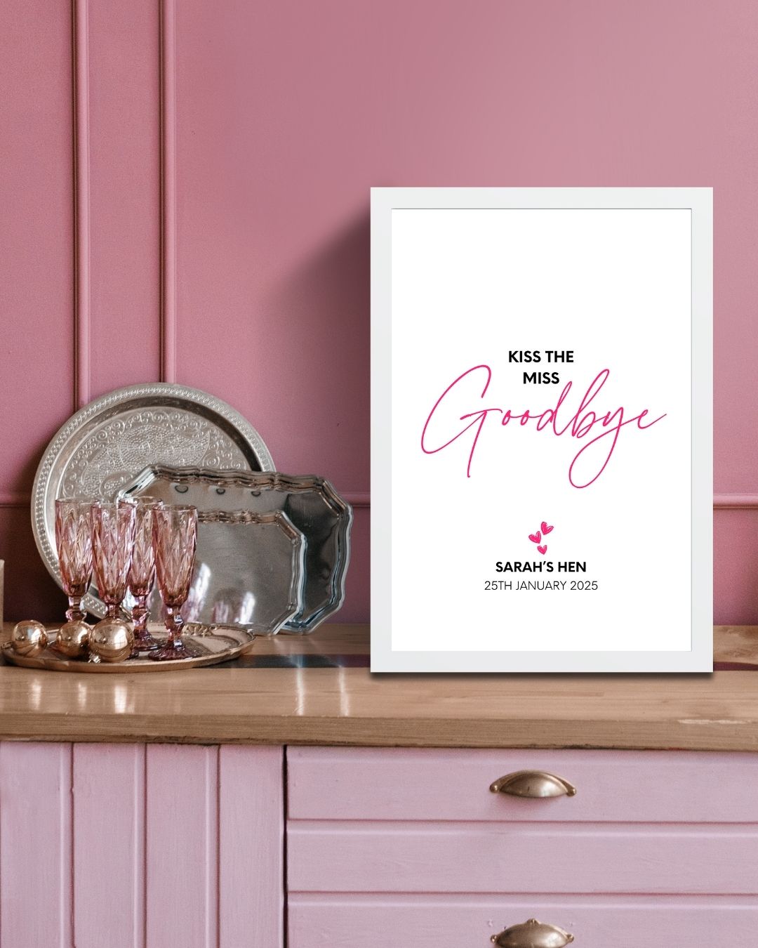 Kiss the Miss Goodbye Hen Do Bachelorette Party Personalised Print