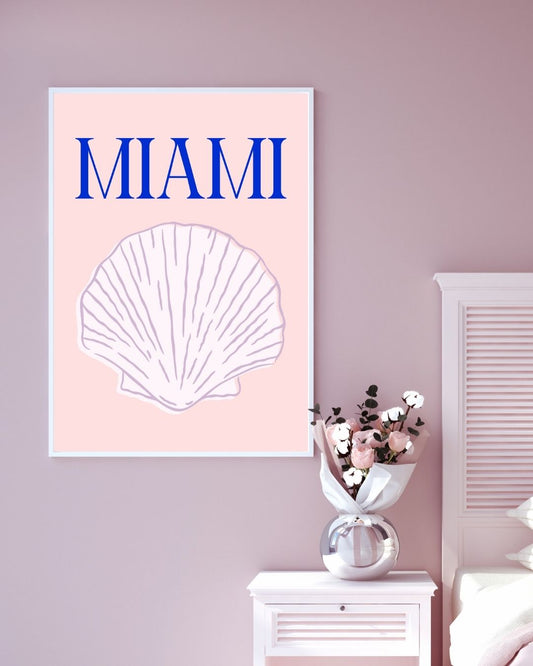 Miami Shell Pink and Blue Art Print
