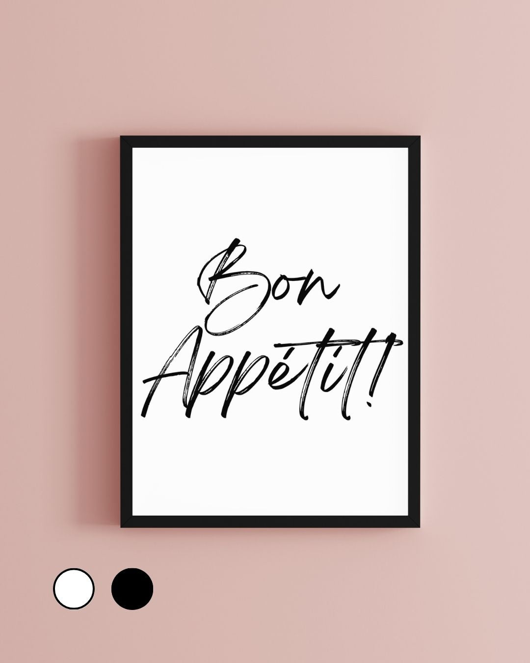 Bon Appetit! Black and White Monochrome Minimalist Kitchen Print