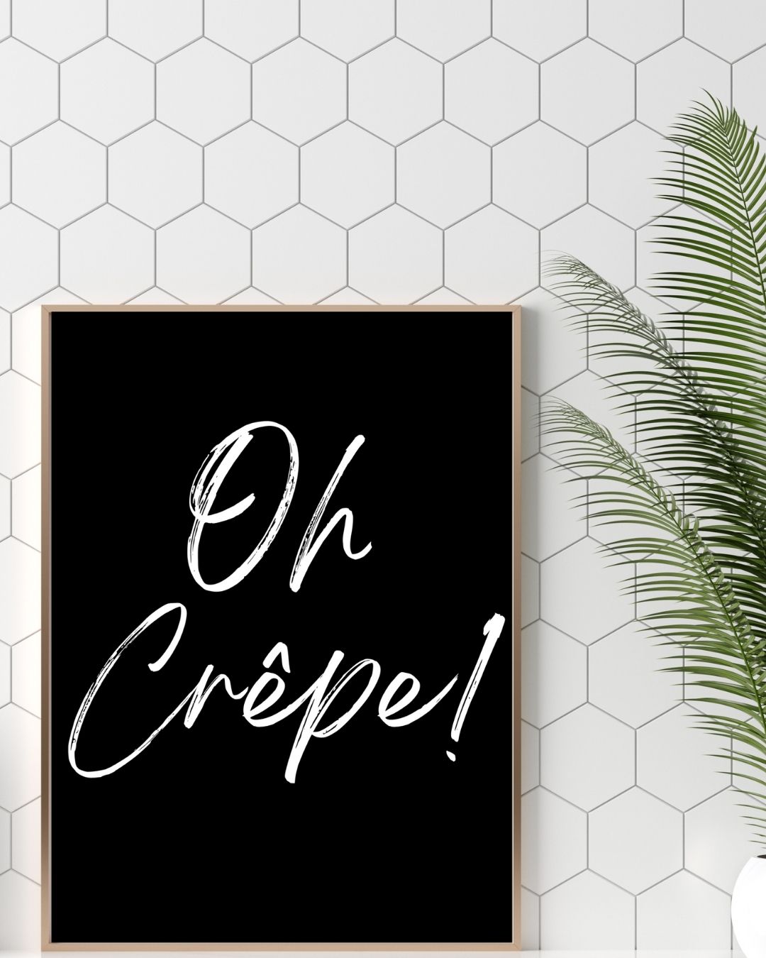 Oh Crepe! Black and White Monochrome Minimalist Kitchen Print
