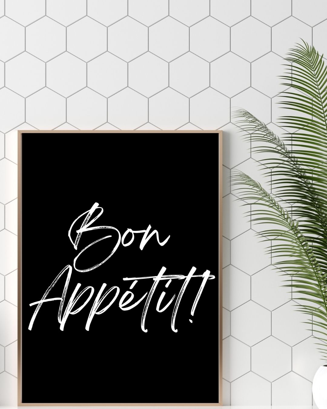 Bon Appetit! Black and White Monochrome Minimalist Kitchen Print