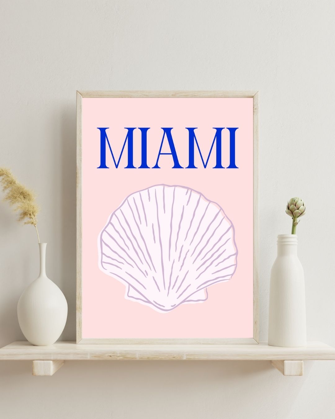 Miami Shell Pink and Blue Art Print