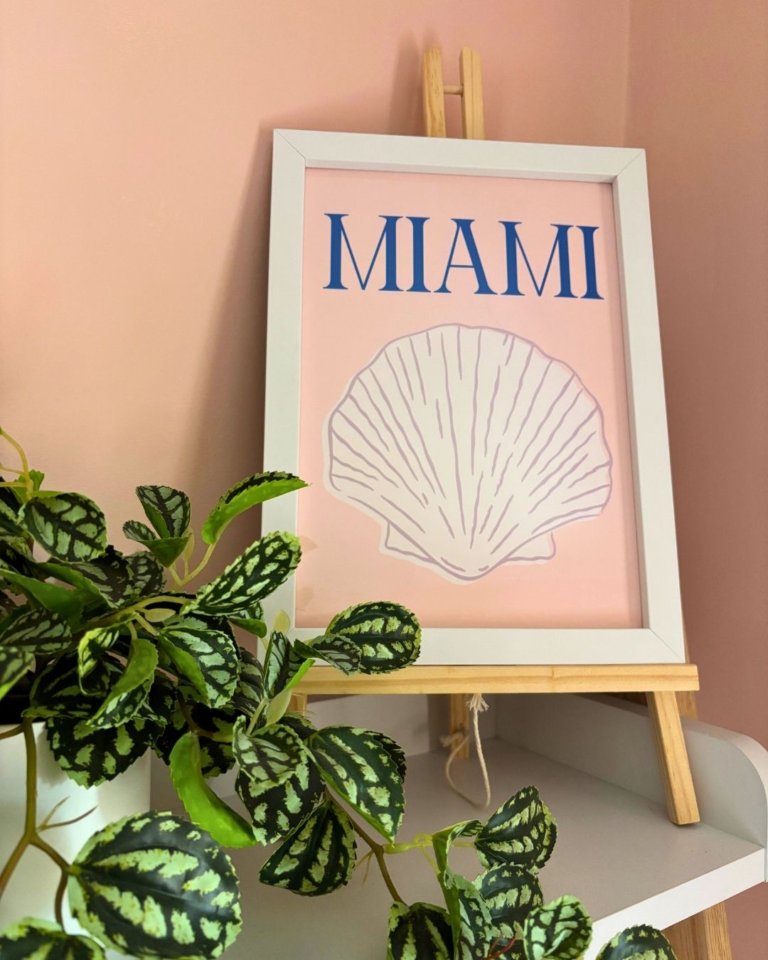 Miami Shell Pink and Blue Art Print