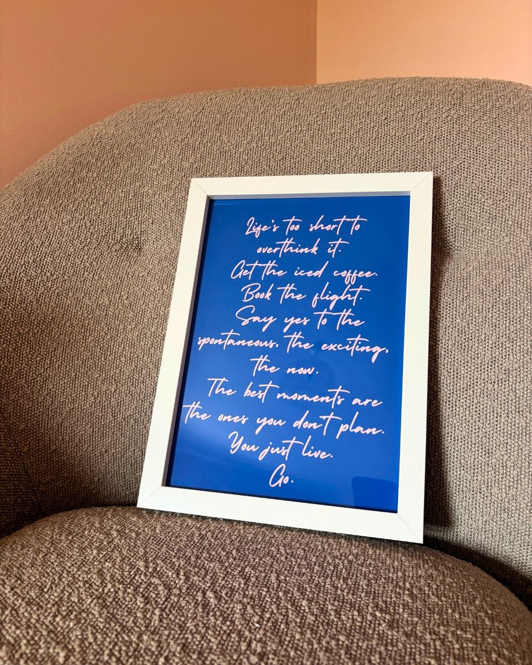 Life’s Too Short Blue & Pink Motivational Typography Art Print