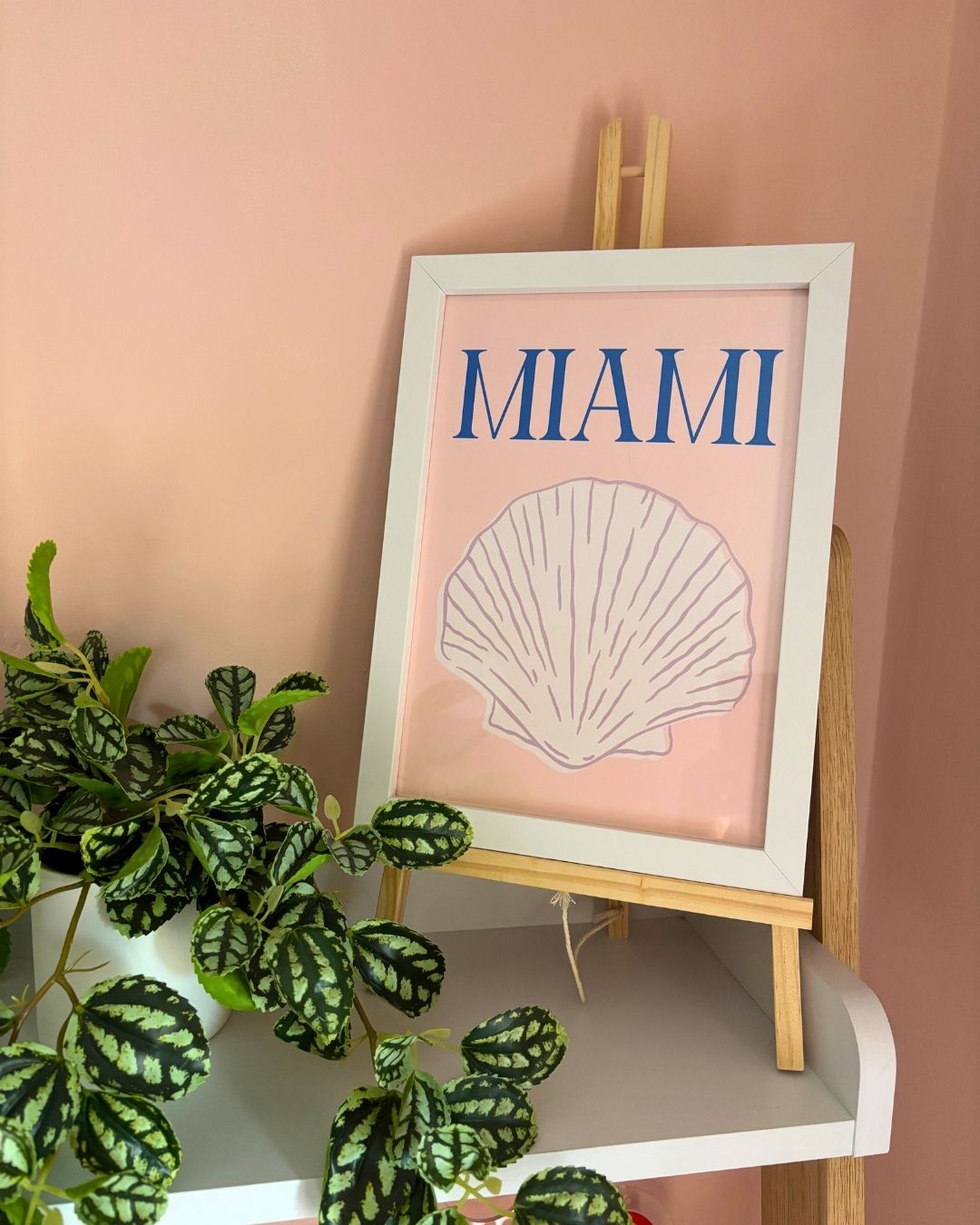Miami Shell Pink and Blue Art Print