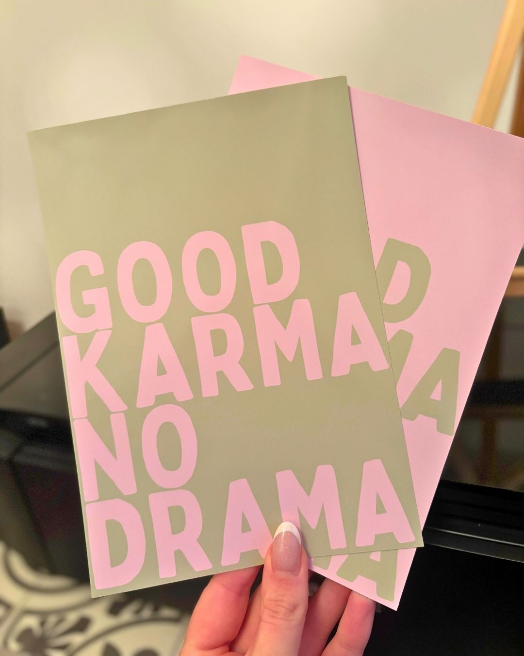 Good Karma No Drama Typography Art Print