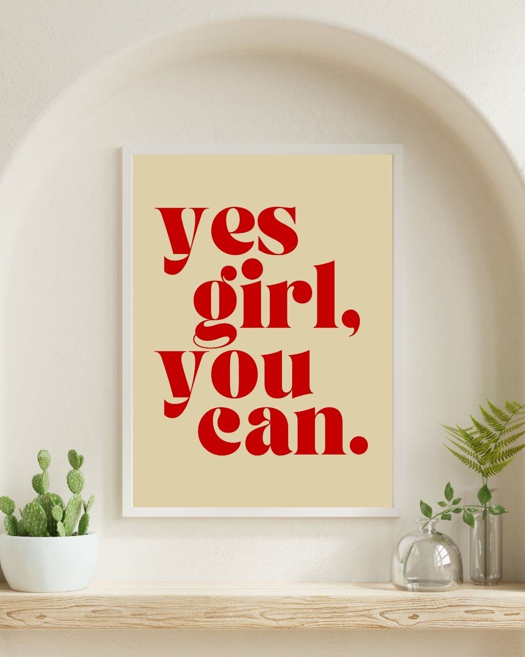 Yes Girl You Can Motivational Typography Print