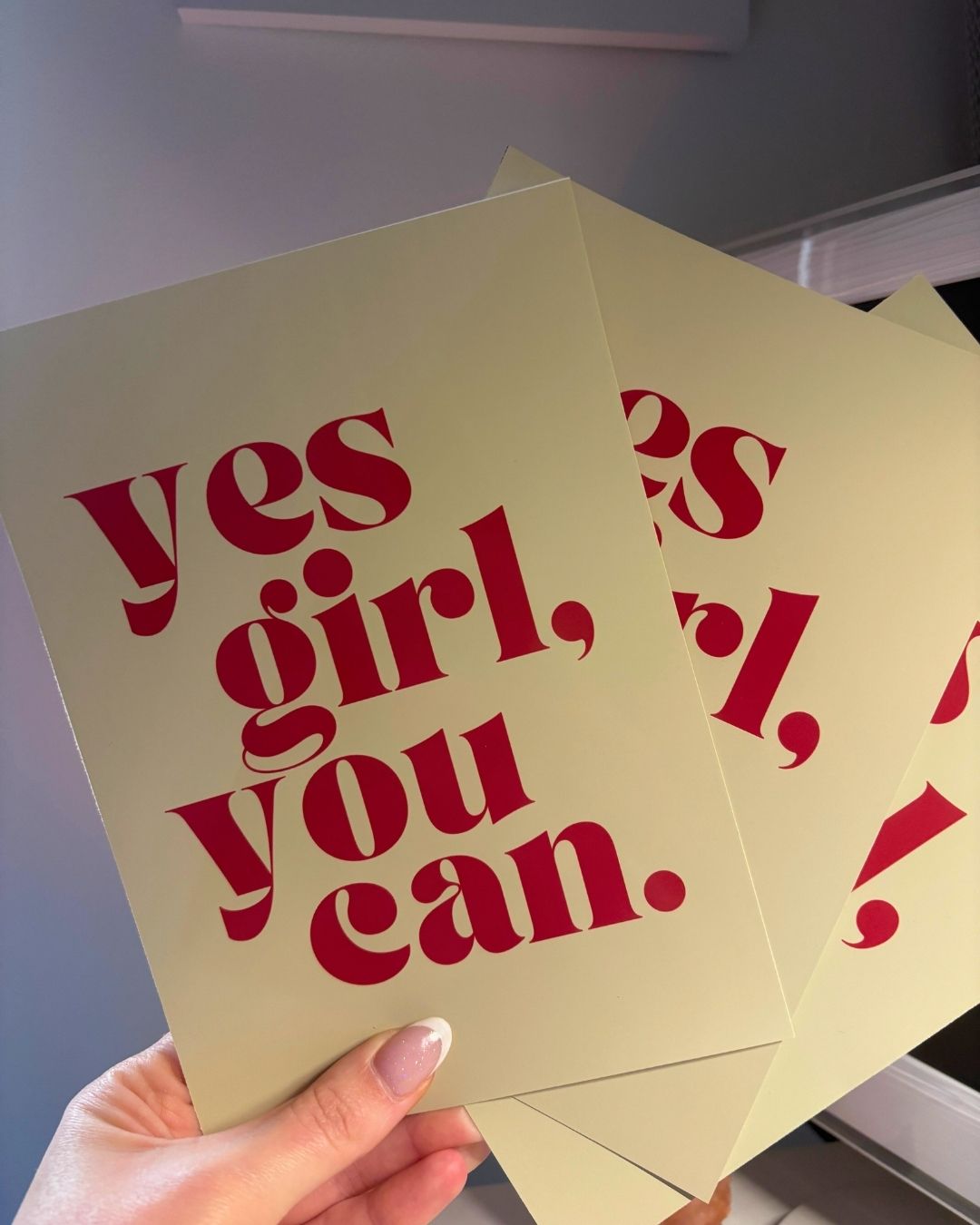 Yes Girl You Can Motivational Typography Print