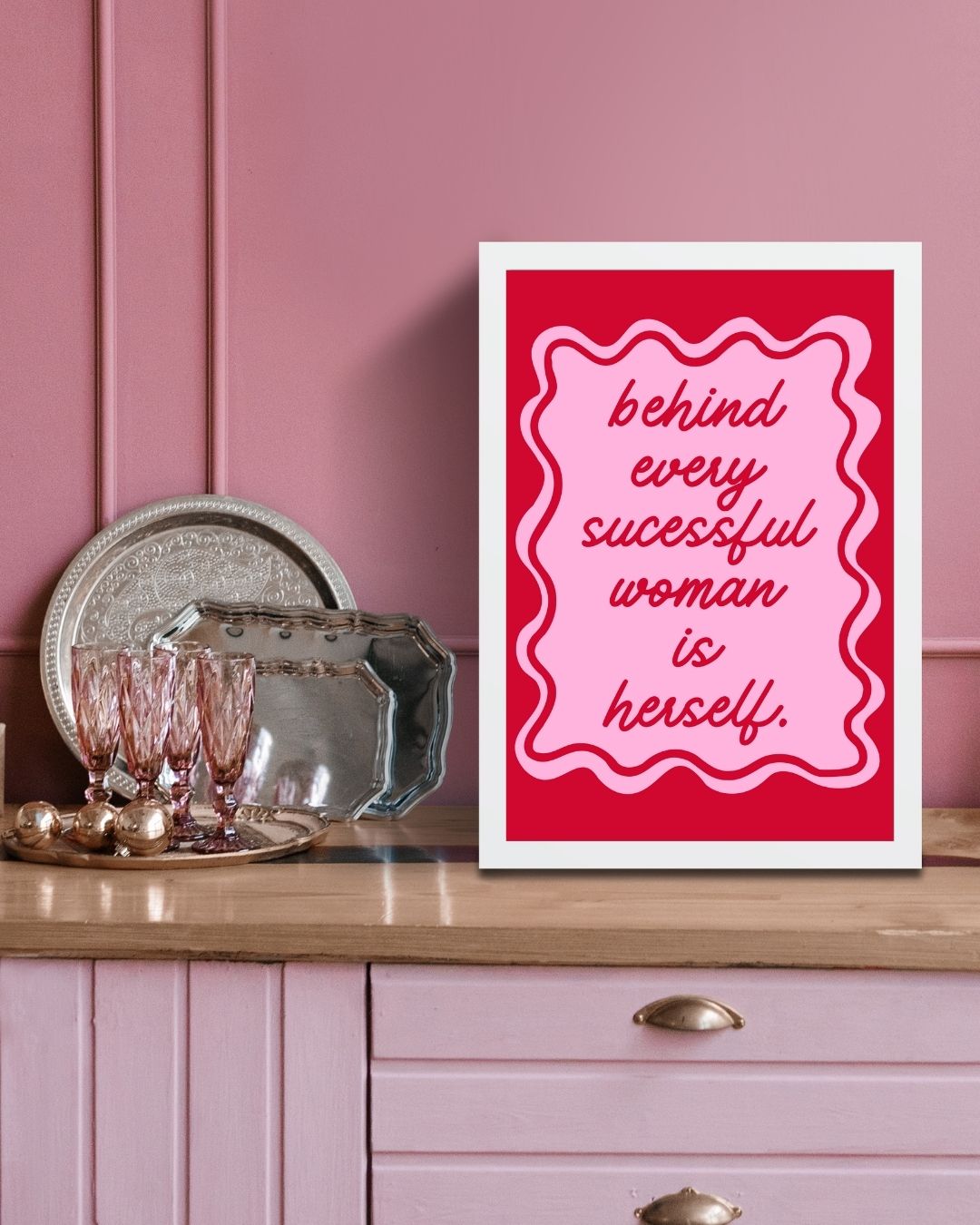 Behind Every Successful Woman is Herself Motivational Office Girl Boss Print