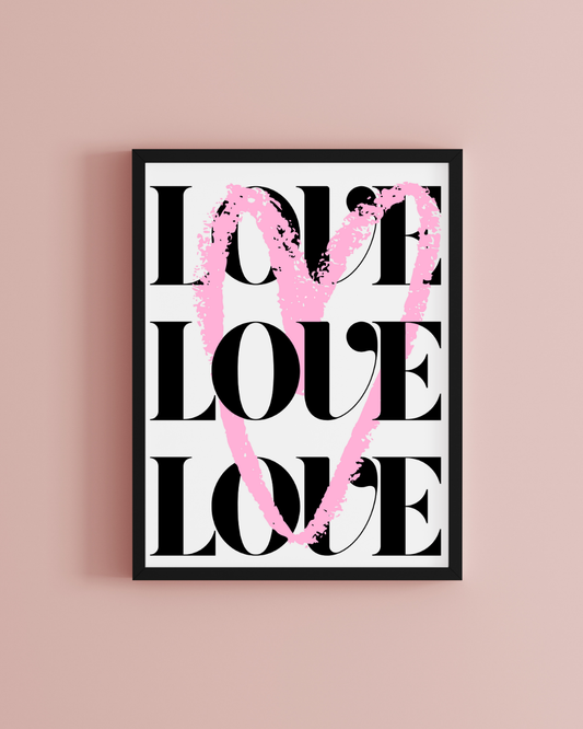 Love Heart Typography Art Print