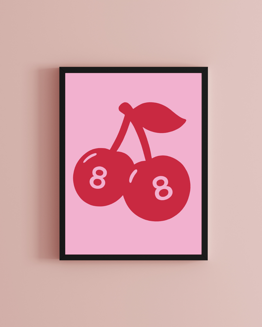 Lucky Cherries Magic 8 Ball Cherry Pop-Art Pink and Red Print