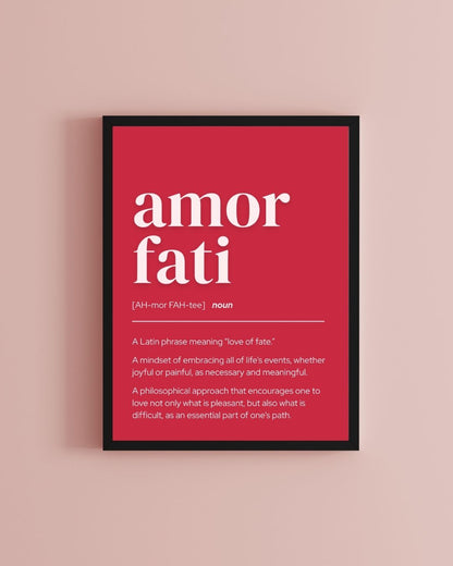 Amor Fati Love of Fate Definition Minimalist Red Art Print