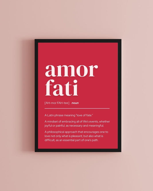 Amor Fati Love of Fate Definition Minimalist Red Art Print