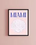 Miami Shell Pink and Blue Art Print