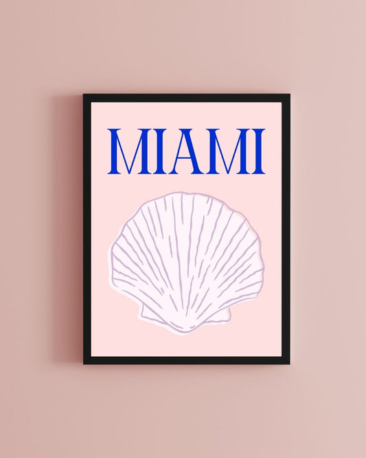 Miami Shell Pink and Blue Art Print