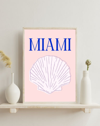 Miami Shell Pink and Blue Art Print