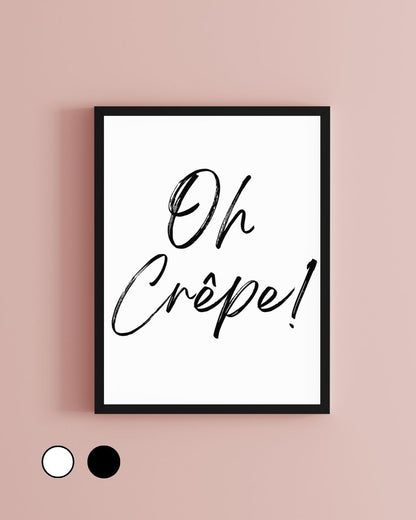 Oh Crepe! Black and White Monochrome Minimalist Kitchen Print