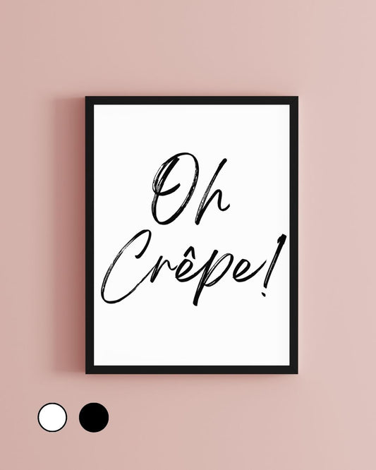 Oh Crepe! Black and White Monochrome Minimalist Kitchen Print
