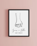 Hand in Hand Wedding Memory Personalised Print