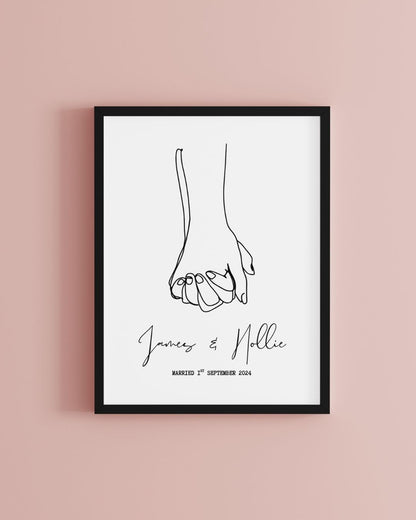 Hand in Hand Wedding Memory Personalised Print