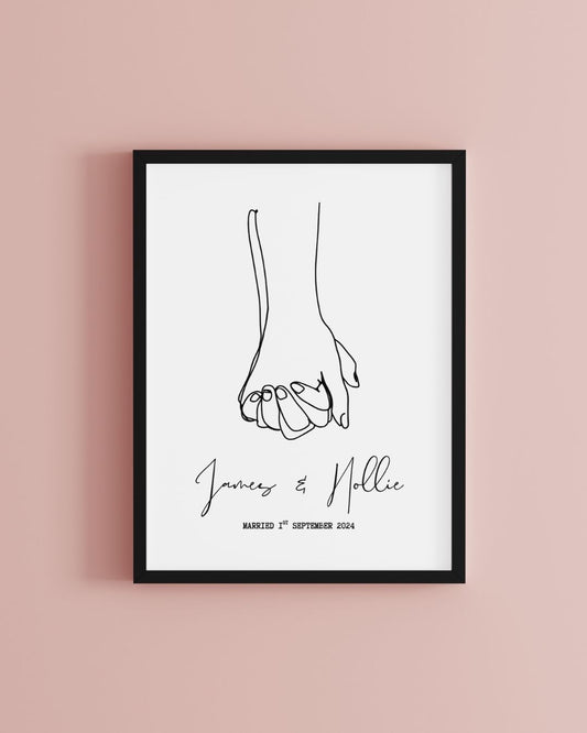 Hand in Hand Wedding Memory Personalised Print